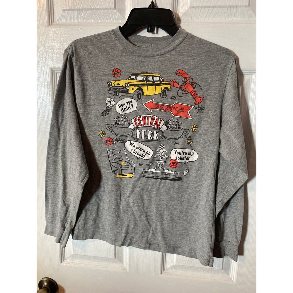 Friends TV Show Central Perk Graphic Long Sleeve Shirt Heather Gray Womens Small